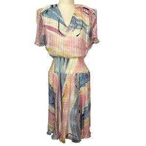 The Silk Farm 10 Midi Dress 100% Silk Made Korea 10 fairy pastels coquette twee